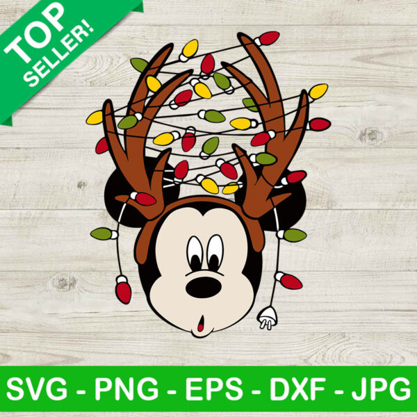 Mickey Reindeer horn christmas SVG, Reindeer mickey SVG, Christmas light SVG