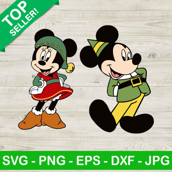 Mickey and minnie elf SVG, Disney christmas SVG, Mickey and minnie mouse SVG