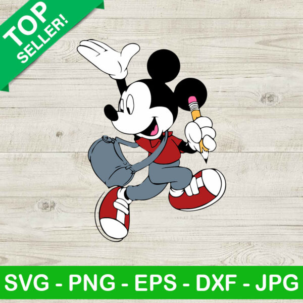 Mickey Back To School SVG, Mickey Disney Go To School SVG, Mickey Student SVG