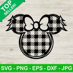Mickey head bufalo plaid SVG, Buffalo Plaid Minnie SVG, Minnie mouse head SVG