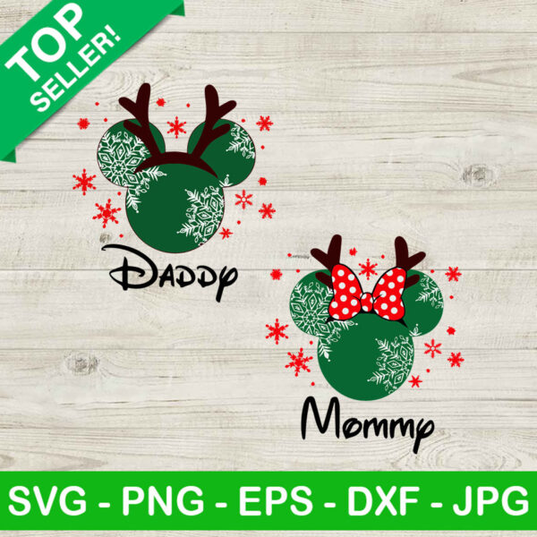 Mickey head daddy mommy christmas SVG, Mickey muuse head SVG, Disney daddy mommy SVG