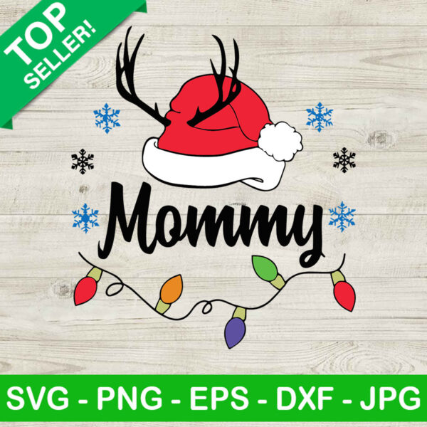 Mommy Christmas SVG, Reindeer Santa Hat SVG, Christmas light SVG