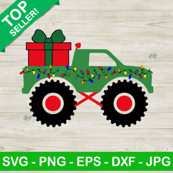Monster truck christmas SVG, Truck christmas light SVG, Truck christmas gift SVG