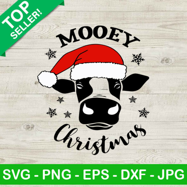 Mooey Christmas SVG, Heifer Santa Hat SVG, Christmas Farm SVG