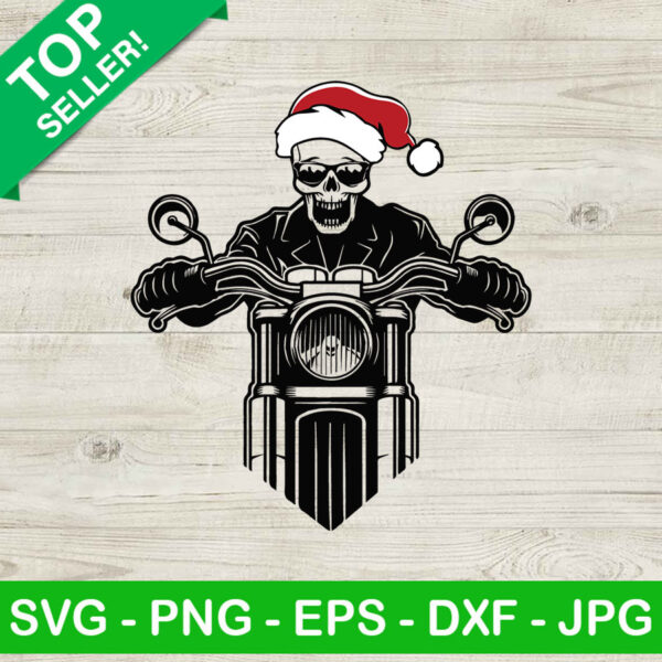 Motor bike christmas SVG, Christmas SVG, Biker skull santa SVG