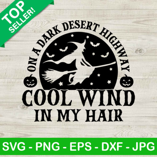 On a dark desert highway Cool wind in my hair SVG, Witches halloween SVG, Witch ride broom SVG