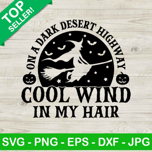 On a dark desert highway Cool wind in my hair SVG, Witches halloween SVG, Witch ride broom SVG