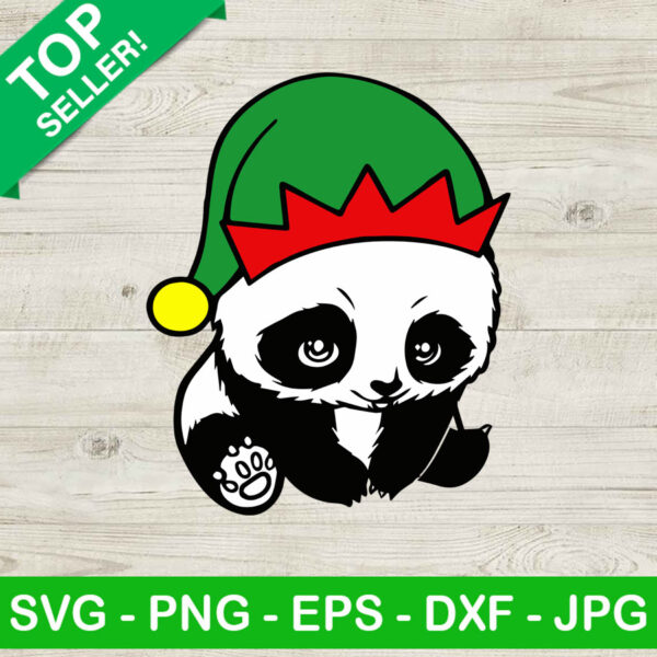 Panda with elf hat SVG, Elf Baby Panda SVG, Elf Hat SVG