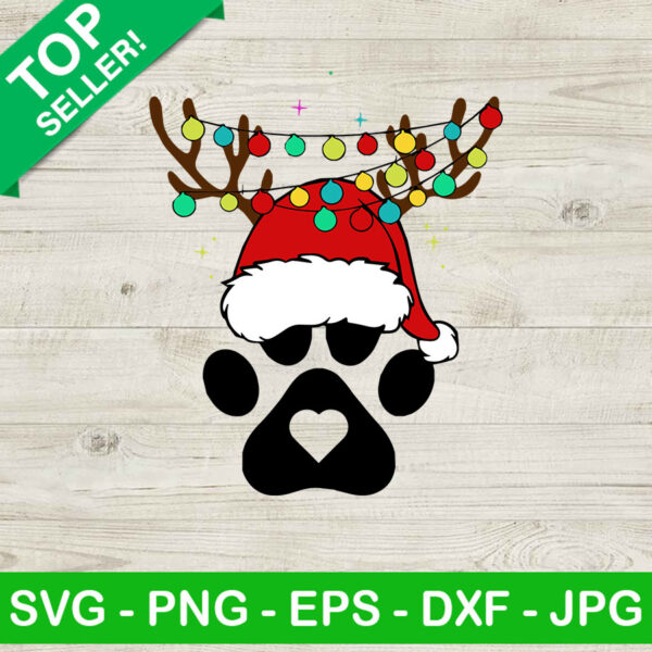Paw christmas light SVG, Christmas light SVG, Santa paw SVG