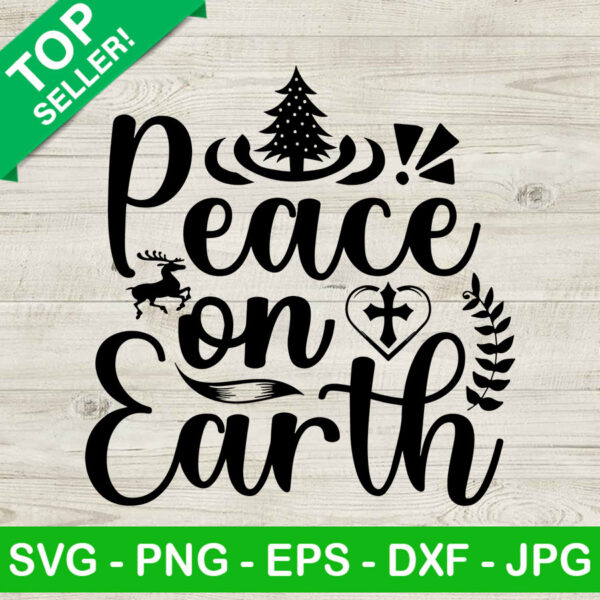 Peace on earth SVG, Christmas holiday SVG, Christmas tree SVG