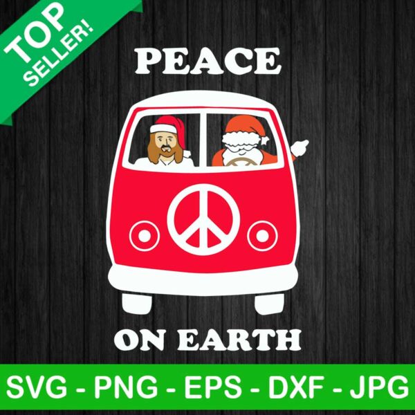 Peace on earth santa claus SVG, Christmas car SVG, Christmas santa SVG