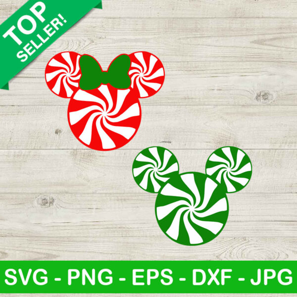 Peppermint mickey heart SVG, Peppermint christmas SVG, Winter christmas SVG