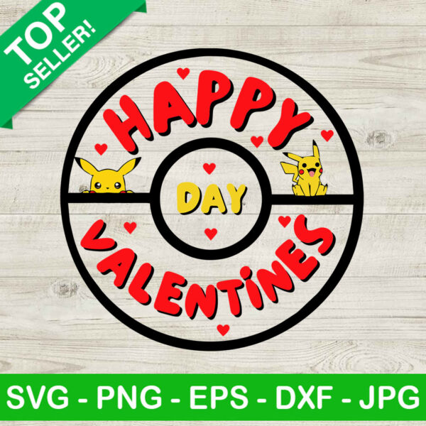 Pikachu Happy Valentines SVG, Valentines SVG, Pokemon Pokeball SVG