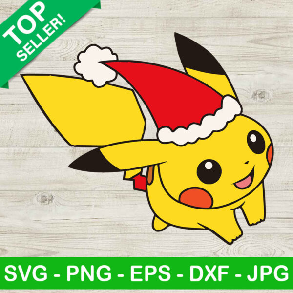 Pikachu christmas SVG, Pikachu santa hat SVG, Pokemon santa hat SVG