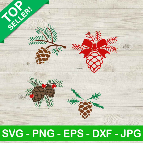 Pine tree christmas bundle SVG, Pine cone christmas SVG, Merry christmas SVG