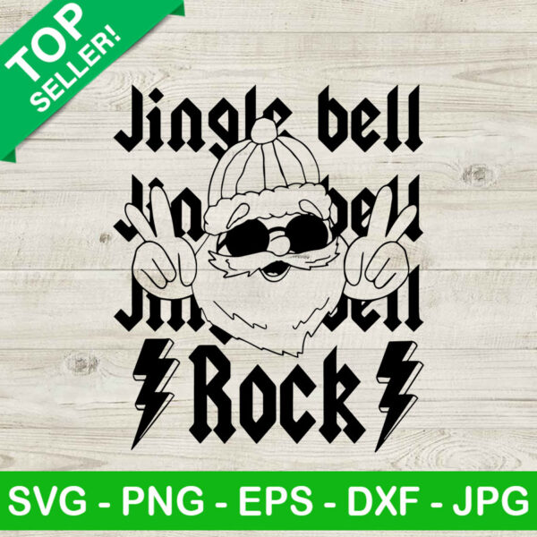 Retro Jingle Bell Rock SVG, Santa Claus Rock Hand SVG, Retro Christmas SVG