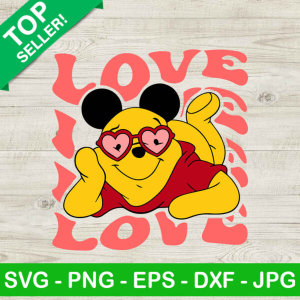Retro Winnie The Pooh Love SVG, The Pooh Valentine SVG, Winnie The Pooh Heart Love SVG