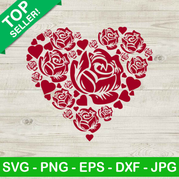 Rose Flower Heart SVG, Rose Heart SVG, Rose Floral SVG