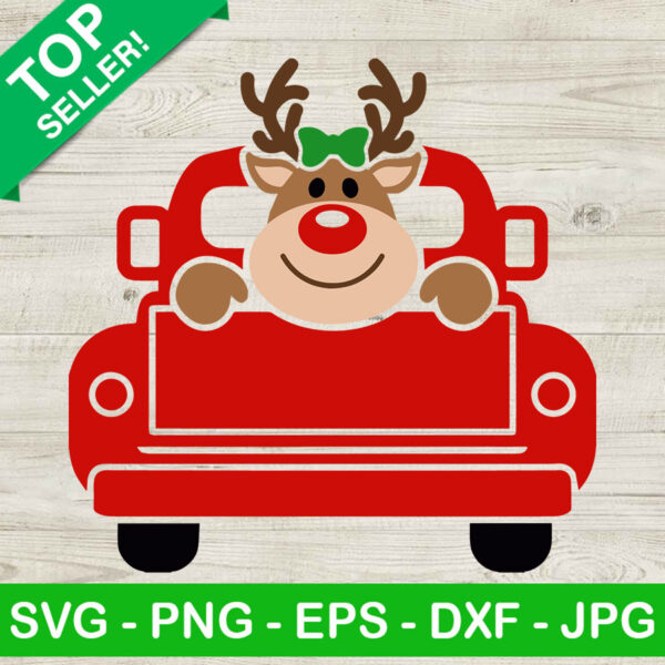 Rudolph Christmas Truck SVG, Reindeer Face SVG, Reindeer Truck SVG