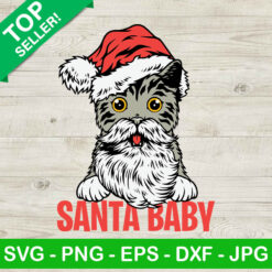 Santa Baby Cat SVG, Santa Claus Cat SVG, Funny Cat Christmas SVG