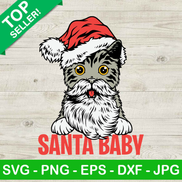 Santa Baby Cat SVG, Santa Claus Cat SVG, Funny Cat Christmas SVG