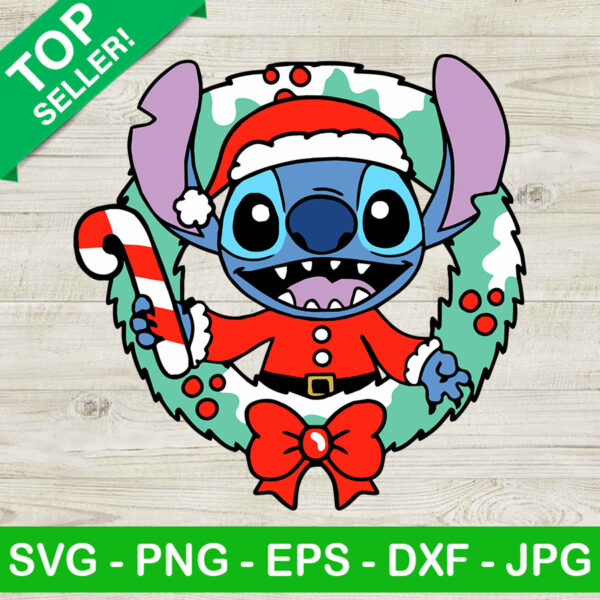 Santa Stitch With Christmas Light SVG, Stitch Christmas SVG, Christmas wreath SVG