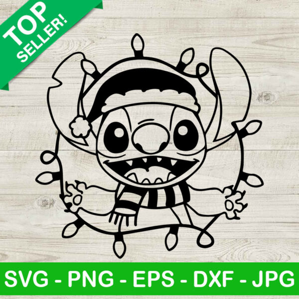 Santa Stitch With Christmas Light SVG, Santa Stitch Christmas SVG, Disney Christmas SVG