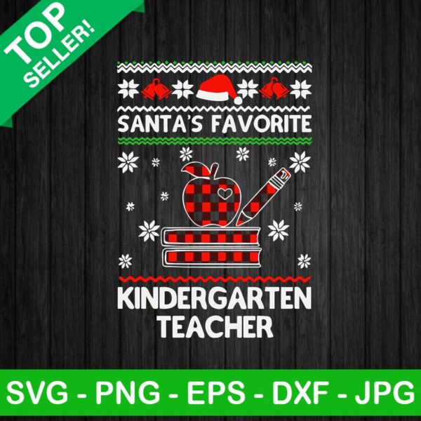 Santa favorite kindergarten teacher SVG, Favorite teacher SVG, Christmas santa SVG