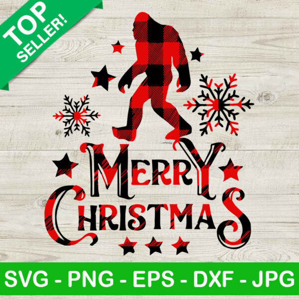 Sasquatch buffalo plaid merry christmas SVG, Sasquatch SVG, Merry christmas plaid SVG