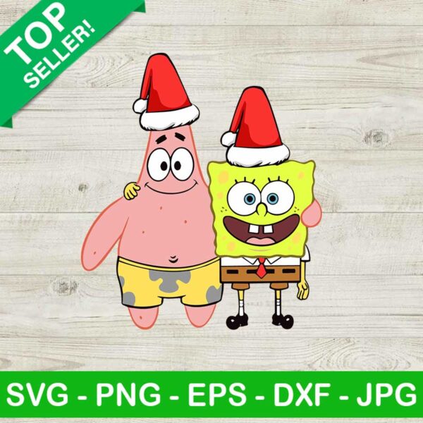 SpongeBob SquarePants santa hat SVG, SpongeBob SquarePants SVG, SpongeBob santa christmas SVG