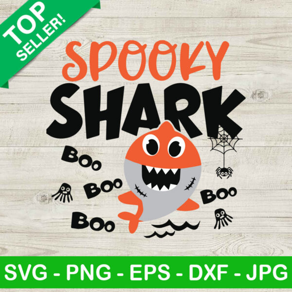 Spooky Shark Boo SVG, Funny Halloween Shark SVG, Spooky SVG