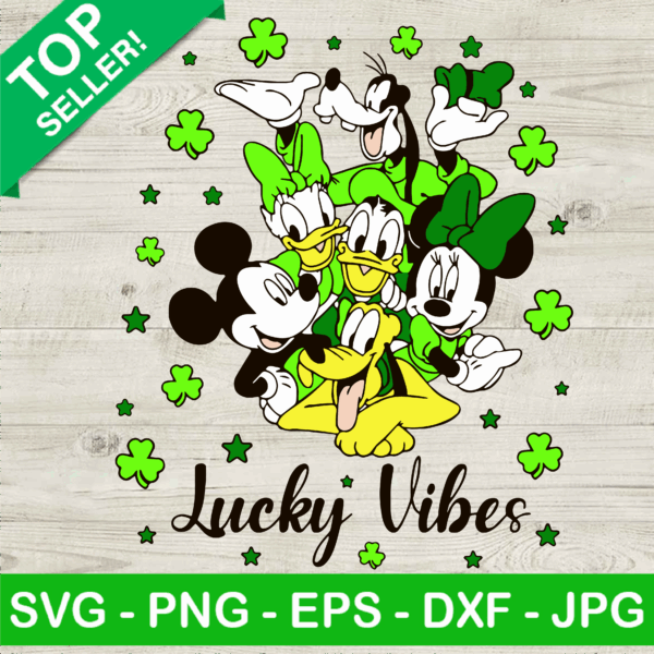 St Patricks Day Disney Friends SVG, Lucky Vibes SVG, Disney Patrick SVG