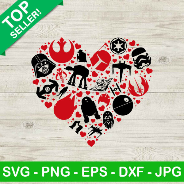 Star wars heart icon SVG, Icon Star wars SVG, Star wars valentine SVG