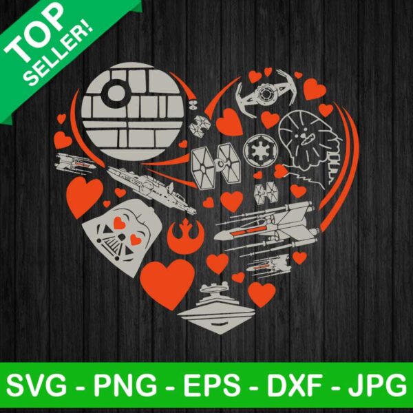 Star wars heart valentine SVG, Star wars heart galaxy SVG, Valentine's day SVG