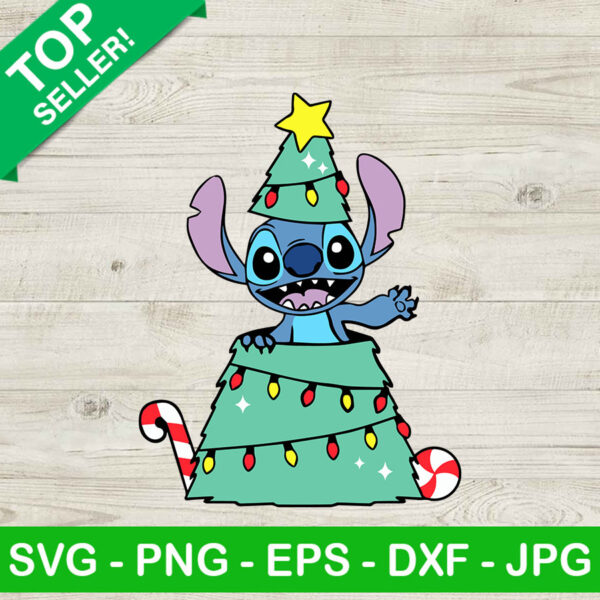 Stitch Christmas Tree SVG, Disney Christmas Tree SVG, Christmas Lights SVG