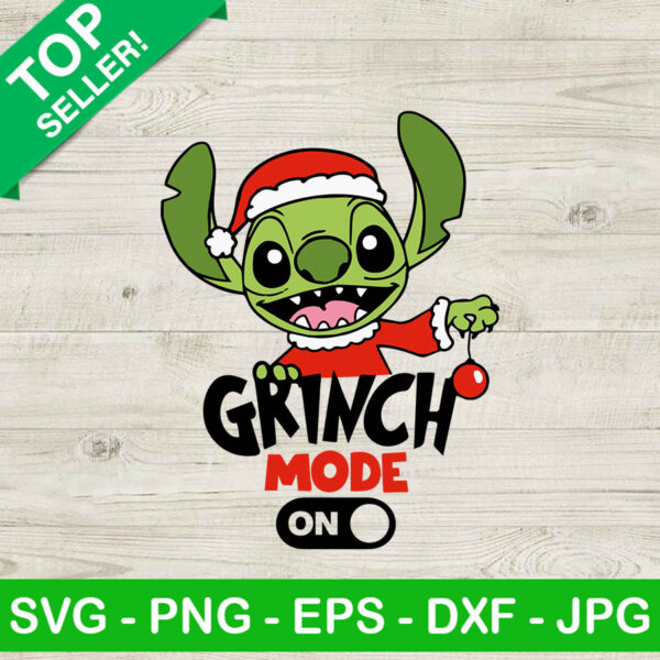 Stitch Grinch Mode On SVG, Disney Christmas SVG, Stitch Grinch Santa Claus SVG