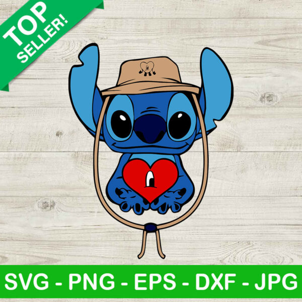 Stitch bad bunny valentine SVG, Bad bunny heart stitch SVG, Valentine's day SVG