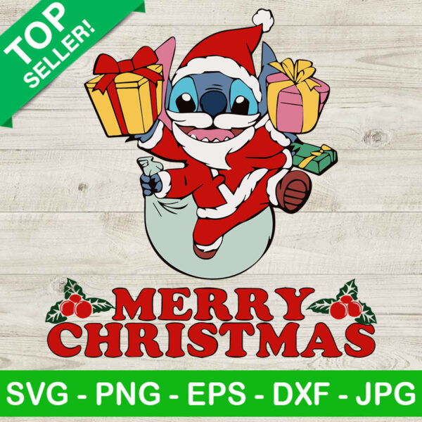 Stitch santa gift SVG, Christmas gift SVG, Stitch santa SVG
