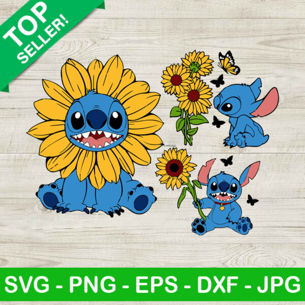 Stitch sunflower SVG, Disney stitch SVG, Sunflower SVG