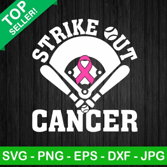 Strike out cancer SVG, Strike out breast cancer SVG, Breast cancer baseball SVG