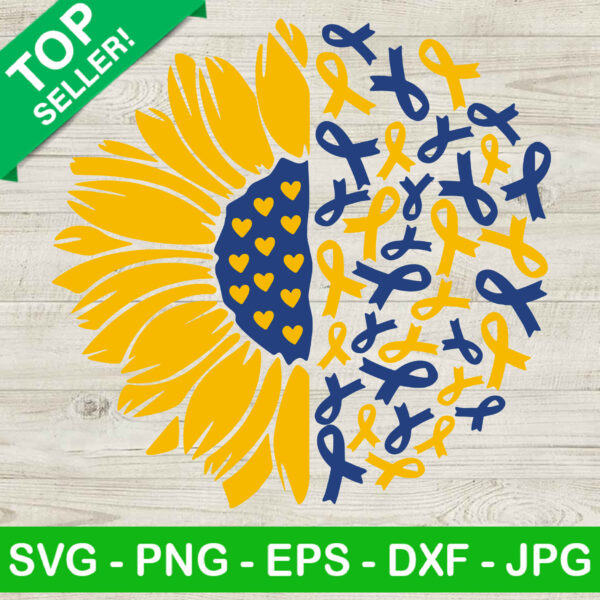 Sunflower Diabetes SVG, Diabetes SVG, Blue Ribbon SVG