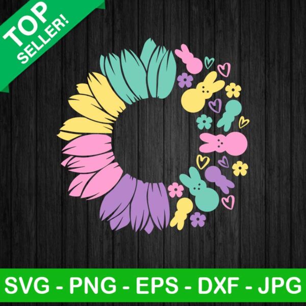 Sunflower Easter Bunny SVG, Happy Easter SVG, Sunflower SVG