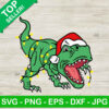 T rex christmas with santa hat SVG, T rex with christmas light SVG, Dinosaur santa hat SVG