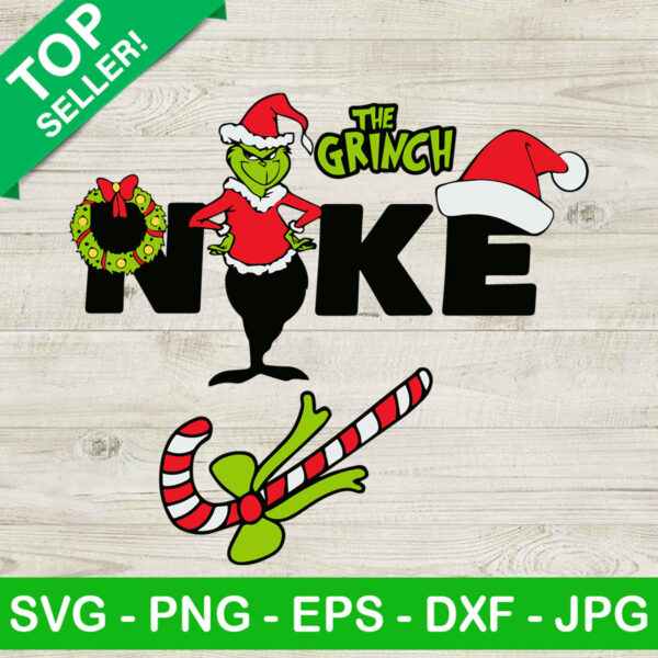 The grinch nike christmas SVG, Santa hat christmas nike SVG, Candy cane christmas SVG