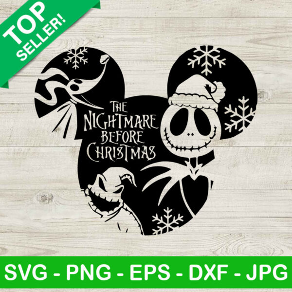 The nightmare before christmas mickey head SVG, Mickey mouse Jack skellington SVG, The nightmare before christmas SVG