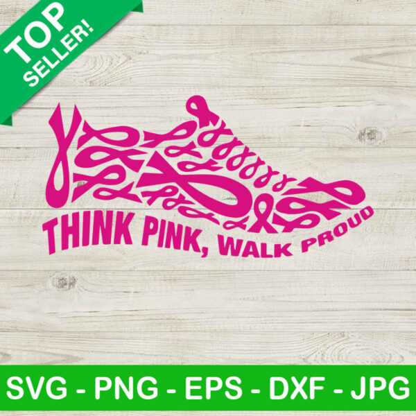 Think pink breast cancer SVG, Breast cancer ribbon SVG, Pink ribon SVG