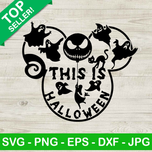 This Is Halloween Disney SVG, Jack Skellington Mickey Head SVG, Mickey Head Halloween SVG