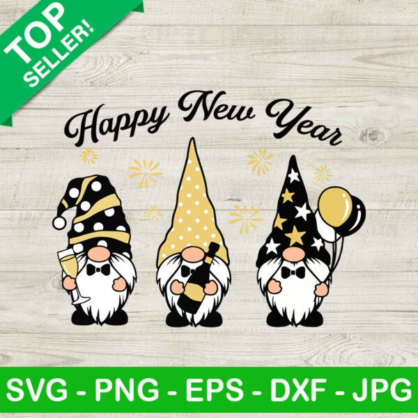 Three Gnomes Happy New Year SVG, Happy New Year 2023 SVG, Gnomes SVG