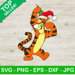 Tiger winnie the pooh santa hat SVG, Santa Tiger Winnie The Pooh SVG, Christmas Tiger SVG