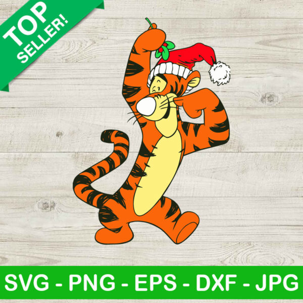 Tiger winnie the pooh santa hat SVG, Santa Tiger Winnie The Pooh SVG, Christmas Tiger SVG